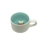 NOSCOMP 3D Animal Cup Coffee Mug Comes With A Cute Inside Creative Morning Mug Animal Cup For Hot And Cold Tea Milk Coffee Perfect For Kids Decorations Best Office Cup (Owl) (Ceramic), 400 ML