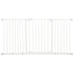 PawHut Dog Gate Stair Gate Pressure Fit Pets Barrier Auto Close for Doorway Hallway, 74-148cm Wide Adjustable, White