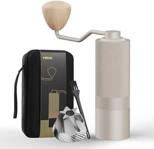MAVO Manual Coffee Grinder, Wizard Hand Coffee Grinder, Capacity 25g with CNC Stainless Steel Hexagonal Conical Burr, Adjustable Setting, Burr Coffee Bean Grinder for French Press, Pour Over, Silver