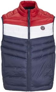 JACK & JONES Jjesprint Bodywarmer Collar Gilet, Navy Blazer/Detail:White/True Red Blocking, L Homme