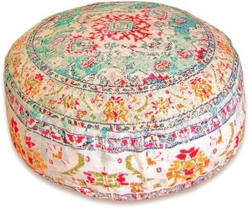 Mandala Life ART Large Floor Pillow Cover Yellow Round Pouf Ottoman Indian Floor Cushion Boho Chic Perfect Vintage Cushion for Living Room, Bedroom, Nursary or Children Room Cotton 24x8 Unstuffed
