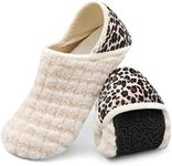 XIHALOOK House Shoes for Women Men Slip on Slippers Light Barefoot Shoes Beige Stripe, 9.5-10 Women/8-8.5 Men