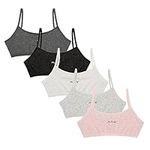 Donella Training Bra for Teen Girls - Cotton Crop Cami for Girls Bralette 5-Pack, Age: 10-15, Assorted Dots, 12-13 Years