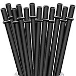 ALINK 12-Pack Reusable Black Straws, 10.5" Long Hard Plastic Tumbler Replacement Straws with Cleaning Brush