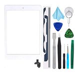 White Digitizer Repair Kit for iPad Mini 1&2 A1432 A1489 Touch Screen Digitizer Replacement with IC Chip + Home Button + Tools + Pre-Installed Adhesive