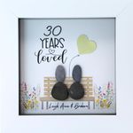 Personalised Pearl Wedding Anniversary Pebble Art Picture Frame - Handmade 30th Anniversary Gifts for Couple - Customised 30th Anniversary Gift for Husband or Wife