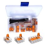 Wago Connectors Set Serie 221 Compact, 25 pieces, 10x 221-412 | 10x 221-413 | 5x 221-415 with intervisio Cable Zip Tie 80mm