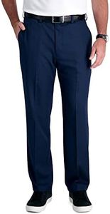 Haggar Men's Cool 18 Pro Classic Fit Flat Front Casual Pant Regular and Big & Tall Sizes, Navy, 32W x 30L