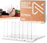 Acrylic Shelf Dividers for Closets - Clear Shelf Dividers for Wooden Shelves & Linen Closet Organizer - Sturdy and Easy Set-Up Closet Dividers (8-Pack)