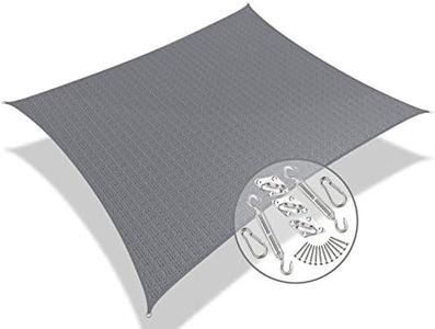 VOUNOT Sun Shade Sail Rectangle 3m x 2.5m with Fixing Kit, 95% UV Block Breathable HDPE Awning, Sunscreen Canopy for Outdoor Garden Patio Lawn, Grey