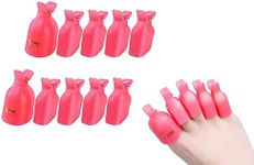 HIGHROCK 10 PCS Nail Polish Remover Clips, Toe nail Gel Acrylic Nail Polish Remover Clips Wrap Cleaner Clip Caps (PINK)