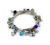 GURJARI JEWELLERS Oxidised 4 Bangles with Turquoise,Evileye,Gungru Beads Charm Bangles Set 2.6 For Girls