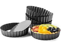 Quiche Pans 6Pcs/Set, 5 Inch Mini Tart Pan 12cm Commercial Grade Non Stick Removable Bottoms