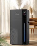 Humidifier Large Room, Mifasol Cool and Warm Mist Humidifiers for Bedroom 20L/5.3Gal, Top Fill Humidifiers for Whole House Home Plants with Dual Mist Nozzles & Atomizers, Black