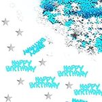 Happy Birthday Confetti, 30g BlueTable Confetti, Metallic Glitter Foil Star Table Confetti Sequins for Kids Adults Birthday Party Decoration Table Party Decorations