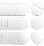 BIGIMALL Acrylic Round, Heart, Hexagonal Shape Keychain Blanks, Clear Keychains with hole,Total 21 pcs