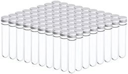 PATIKIL 80Pcs 45ml Plastic Test Tube with Screw Caps, 140x25mm Tubes Aluminum Lid, for Scientific Experiments Party Decoration Candy Bead Storage Bath Salt