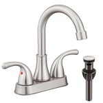 Fransiton 2 Handle 3 Holes Bathroom Sink Faucet with Pop Up Drain 360 Degree High Arc Swivel Spout Lavatory Faucet (Brushed Nickel)