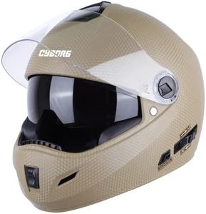 Steelbird Rox Cyborg ISI Certified Full Face Helmet for Men and Women with Inner Smoke Sun Shield and Outer Clear Visor (Large 600 MM, Dashing Desert Storm)