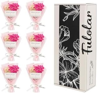 Fulolar 6 Pack Mini Flower Bouquet, Real Dried Preserved Baby's Breath Forget Me Not for Bridal Baby Shower Wedding Party Boho Decor Gift DIY Crafts (Pink)