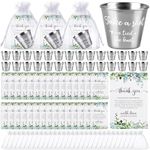 CoscosX 100 Set Wedding Favors for Guests Bulk Includes 1.5 oz Stainless Steel Shot Glasses, Thank You Cards with Organza Bags for Guest wedding Favors Set for Wedding Newlyweds Bridal Shower Gifts