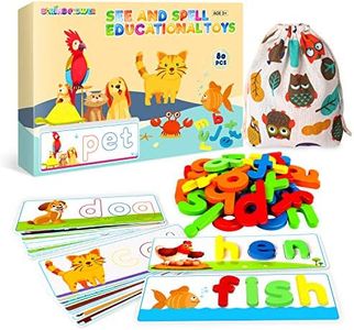 SpringFlower See & Spell Learning Educational Toys for 3 4 5 6 Years Old Boys and Girls, Preschool Learning Activities, Montessori Matching Letter Puzzle Game,CVC Word Builders for Kids,80PCS