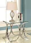 Furniture of America Kavetto Contemporary End Table, Chrome