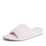 Dearfoams Women's Microfiber Terry Slide Slipper - Soft Cushioned Slipper with Skid-Resistant Rubber Sole and Memory Foam Insole