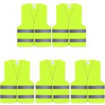 5 Packs Hi Vis Vests, High Visibility Jackets Standard Size, Hi-vis Reflective Safety Vest for Men, Women, Neon Yellow/Green Colour, for Traffic Work, Construction, Running, Security, Guard, Unisex