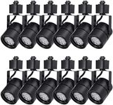 INTWELL 7W Track Lighting Heads,Dimmable LED Track Light Heads for Ceiling Accent Task Art Exhibition Lighting,Kitchen, 5000K Daylight 36°Angle (Black) 12 Pack