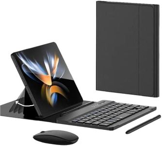 Voppton for Samsung Galaxy Z Fold 4 Keyboard and Mouse, Portable Magnetic Bluetooth-Compatible Keyboard with Leather Case and Capacitive Pen, Wireless Keyboard Case for Z Fold 4 3 Phone,Black
