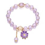 POYAMUSE Colorful Flower Charm Bracelet - Boho Daisy Accessory with Crystal Beads Bracelet for Women Girls, Medium, Metal, metal