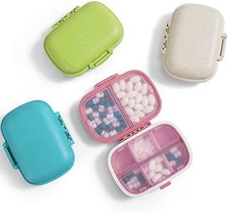 Daily Pill Organizer, 4 Pack 8 Compartments Portable Pill Case, Pill Box to Hold Vitamins, Cod Liver Oil (Blue,Pink,Khaki,Green)