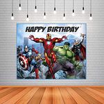 WoW Party Studio Avengers Super Heroes Theme Happy Birthday Decorations Party Background Backdrop Wall Banner - Large 4ft x 5ft