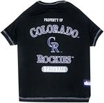 MLB Colorado Rockies Dog T-Shirt, Medium. - Licensed Shirt for Pets Team Colored with Team Logos. - Premium Stretchable Materials for The Comfort of Your Dog & cat.