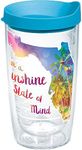 Tervis Florida Sunshine State Of Mind Made in USA Double Walled Insulated Plastic Tumbler Travel Cup Keeps Drinks Cold & Hot, 16oz, Blue Lid