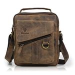 Goatter Men's Hunter Leather Messenger Bag (Dark Brown, GTHT-06, 11 Inch)