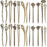 24 Pieces Chinese Women Hair Sticks, AUHOTA Vintage Bronze Decorative Hair Pin Chopsticks, Antique Retro Hair Forks for Hair DIY Accessory, 12 Styles