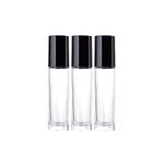 PHARCOS Classic Transparent Glass Roll On Bottles with Black Cap for Essential Oils, Perfumes, Lip Balms, Aromatherapy | Refillable Reusable & Eco- Freindly Leakproof Bottle - 10ml (Pack of 3)