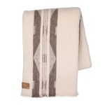 Ritzy Juniper Heavyweight, Unbleached Wool Blanket - Natural Cream and Brown Abstract, 60 x 80 Inches