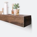 Fireplace Mantel, Rustic, Shelf, Floating Mantle, Real Wood, Beam, URBANDI (Dark Brown, 60Lx6Hx8D)