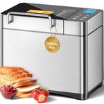 KEEPEZ 2.2LB Bread Maker with Healthy Ceramic Pan, Nut Dispenser, Smart Touch Panel,17-in-1 Bread Maker Machines UK Model with Gluten Free, Sourdough Setting, 3 Crust Color, 3 Loaf Size, 15H Timer