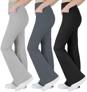 BIG ELEPHANT Girl's Flare Leggings with Pockets, Kids Bootcut Yoga Pants, High Waisted Bell Bottoms for Dance
