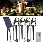 ECOWHO Solar Spot Lights Outdoor Garden, LED Landscape Spotlights Solar Powered with Remote Control Timer 8 Modes, IP65 Waterproof Outdoor Uplighters Dusk to Dawn for Garden Yard Patio Lawn