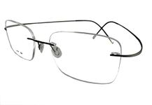 Circleperson Rimless Titanium Eyeglass Frames RX-able Men Hingeless Light Weight 55-18-140 (Lens Width 55 mm, Dark Gray)