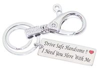 Aura Drive Safe Handsome Engraved Key Ring for Husband Boy Friend Men Papa Dad Brother Silver Hook Key Chain