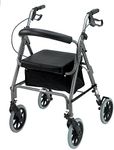 MABIS Freedom Folding Aluminum Rollator Walker with Adjustable Handle Height, Cushioned Seat, Backrest and Storage Pouch, 8" Wheel, Titanium