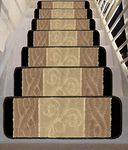 Gloria Rug High Pile Skid-Resistant Rubber Backing Gripper Carpet Stair Treads - Washable Stair Mat (Set of 7), 8.5" x 26" (2203 BGE)…