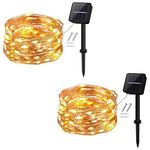 cshare Solar String Lights, 50 LEDs 2 Pack Powered Fairy Lights Outdoor 8 Modes 33 FT Solar Garden Lights,Waterproof for Yard,Pathway,Christmas Tree, Home, Wedding, Party Decorations(Warm White)