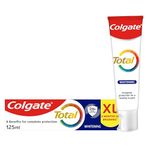 Colgate Total Whitening Toothpaste 125ml, stronger 24-hour bacterial defence*, long-lasting active protection*, effectively removes surface stains, 8 benefits for complete protection